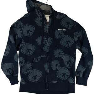 Vintage And1 Full Zip Hoodie Mens Medium Navy Blue All Over Basketball Sport Y2K